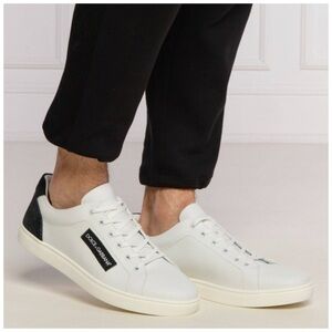 DOLCE & GABBANA Logo White Black Leather Low Top Sneakers Portofino Sneakers 37